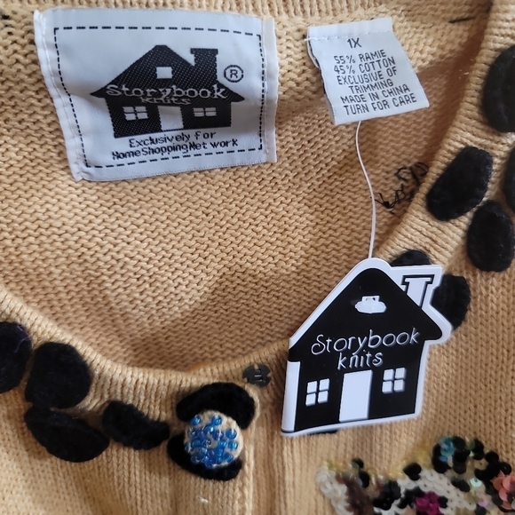 NWT Storybook Knits Leopard Sequins Cardigan 1X 3D Spots Button Front - Picture 6 of 6